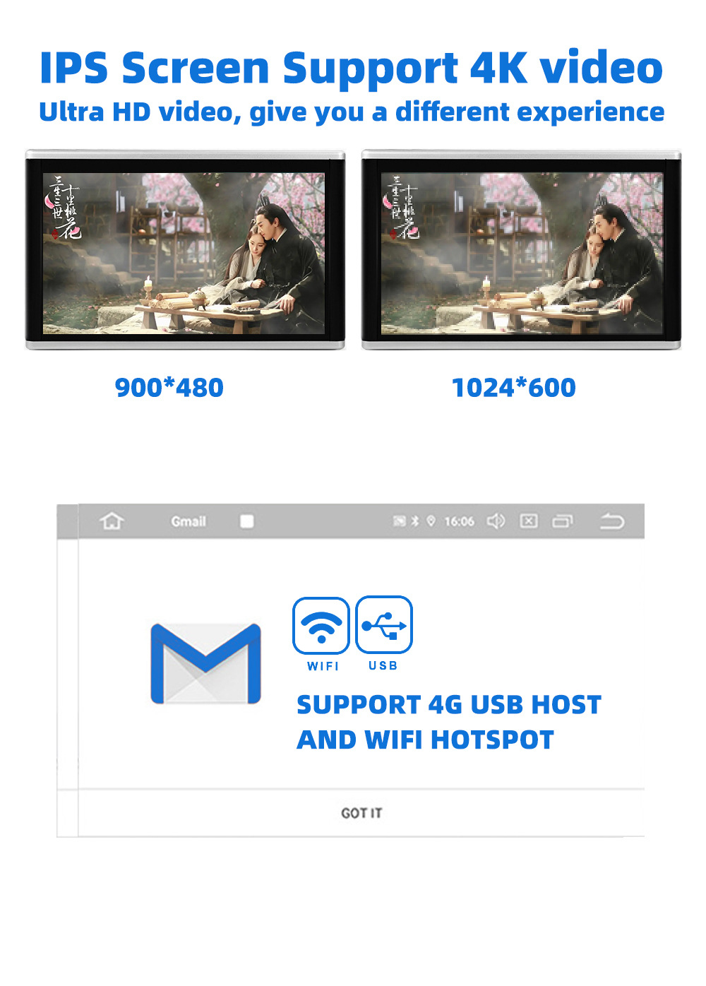 10.1-inch rear seat entertainment monitor with headrest 10.1inch External Android monitor 10.1inch Android monitor
