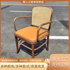 北欧单人餐椅实木日式民宿客栈酒店餐厅咖啡厅家具BB扶手椅眼笪椅