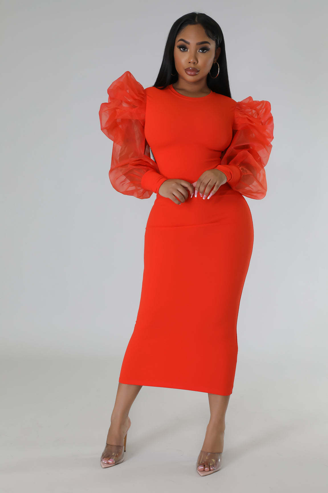 Women's Regular Dress Elegant Round Neck Long Sleeve Solid Color Midi Dress Daily display picture 25