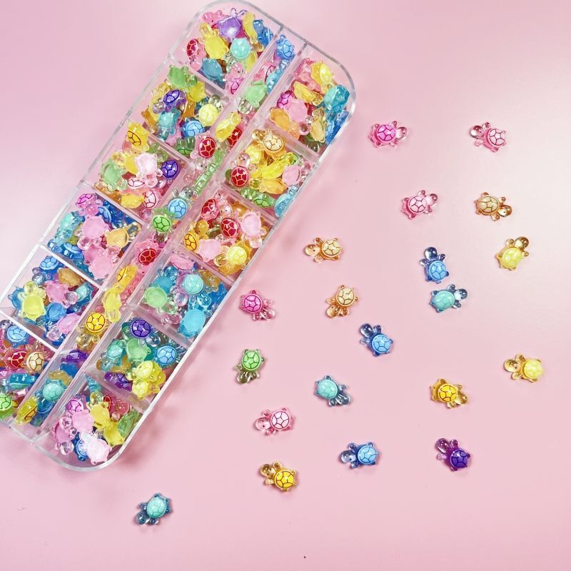 Mini Cartoon Colorful Luminous Manicure Luminous Turtle Jenga Toy Model Ornaments Turtle DIY Accessories