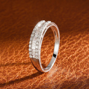 18K White Gold 50-point Row Ring Natural Diamond Ring Women's All-match Diamond Ring Inlay Factory Supports Any Style