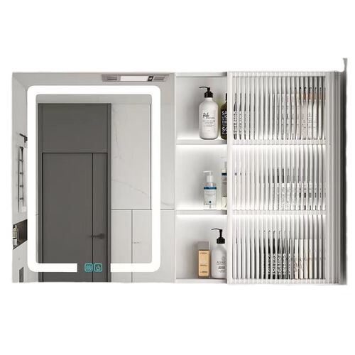 New smart mirror cabinet wall-mounted waterproof space aluminum bathroom mirror cabinet supplementary light defogging glass dressing cabinet storage cabinet