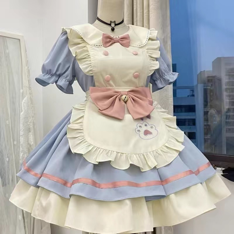 猫レストランかわいいopショートメイドロリータドレスエプロン日本ロリータ甘い女の子新しいスタイル|undefined