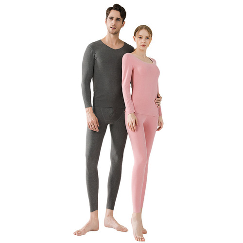  New Thermal Underwear Women's Fried Hair Thermal AB Face Bottoming Shirt Men's Autumn Clothes Autumn Pants Set Wholesale