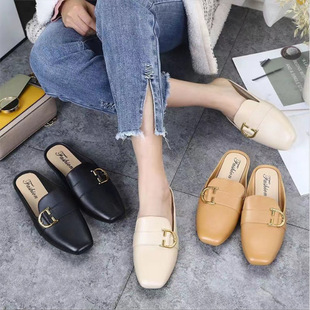 Baotou Half Slippers Women's Summer Outfit Internet Popular Chic Lazy Shoes Korean Style Fashionable All-match Single-layer Shoes Women's Sandals and Slippers ins