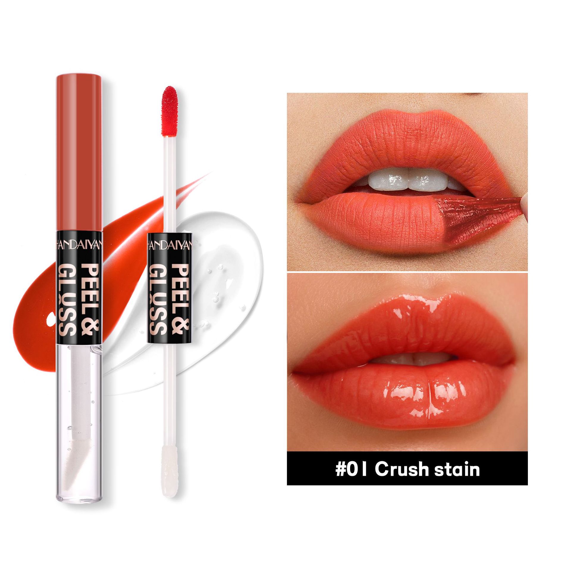 Transfronterizo rasgar lápiz labial mate impermeable HANDAIYAN humectante fácil de colorear reparación doble cabeza suave