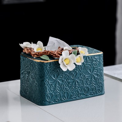 originality New Chinese style a living room desktop Tissue box manual ceramics Tissue box Napkin Box American style European style Decoration