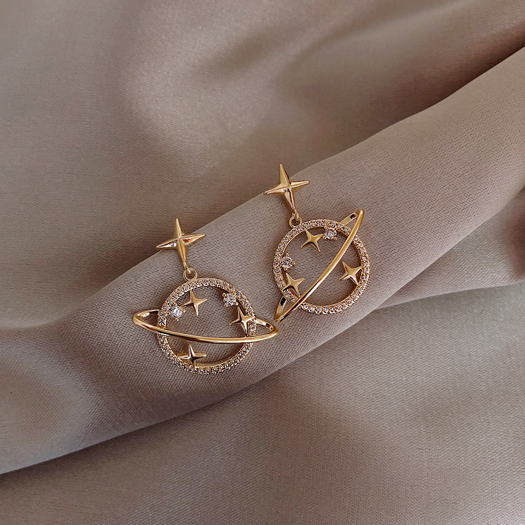 Fashion Simple Style Star Metal Star Plating Metal Artificial Gemstones Women's Earrings display picture 1