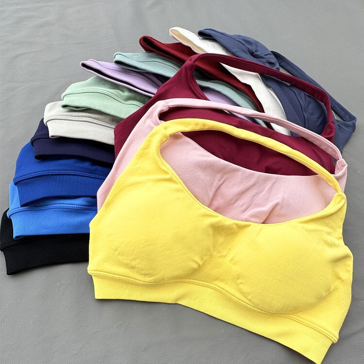 Df Series Seamless Yoga Sports Bra Halterneck Vest High Elastic Sports Vest Versatile Casual Slim Fit Top