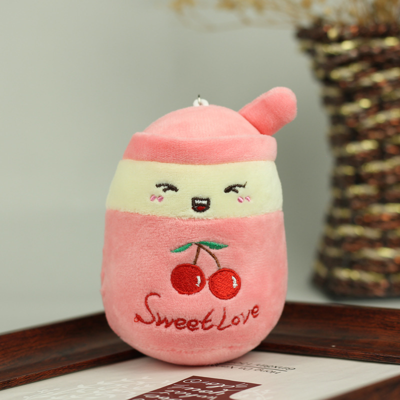 Linda simulación fruta leche taza de té colgante de peluche muñeca de juguete bolsa colgante decoración muñeca llavero grab máquina muñeca