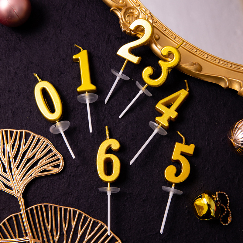 Vela de cumpleaños digital dorada, decoración de pasteles de cumpleaños para niños, decoración de postres de fiesta de celebridades de Internet, complemento de mesa