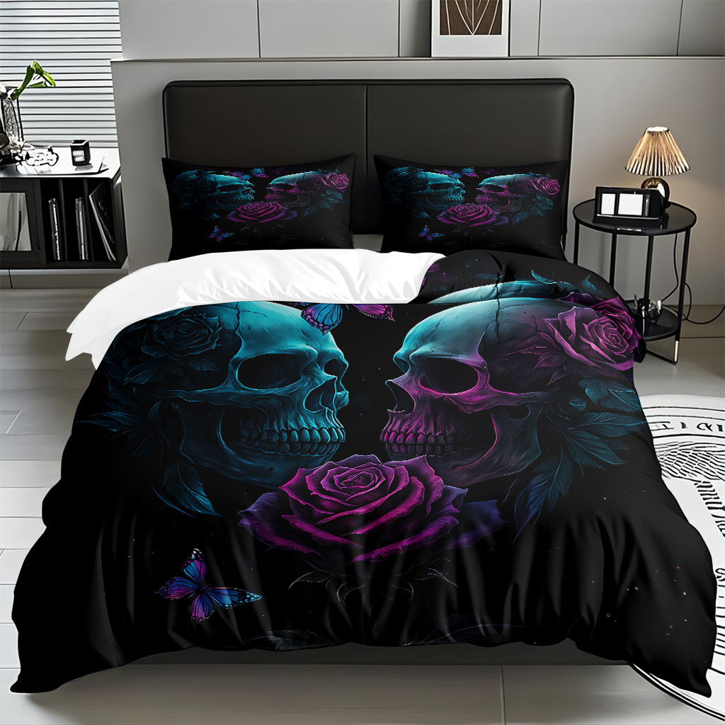 TEMU / JIT transfronterizo hogar cabeza de colcha impresa digital conjunto de edredón abrasivo fuente de ventilación fábrica directa