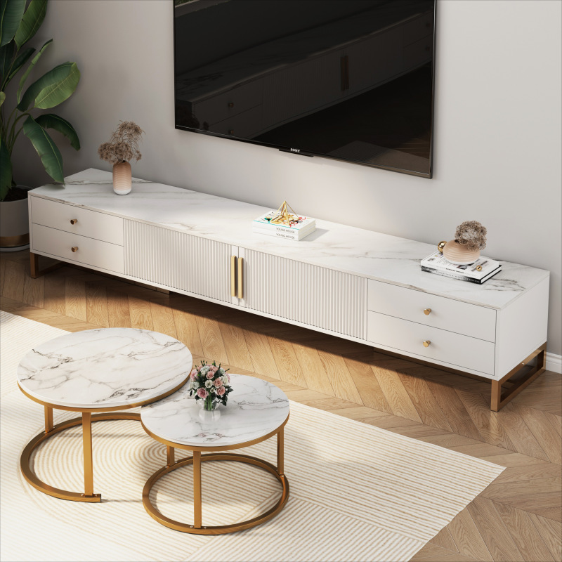 Tv Cabinet Living Room Home 2025 New Modern Simple Small Apartment Floor-Standing Simple Coffee Table Tv Cabinet Combination