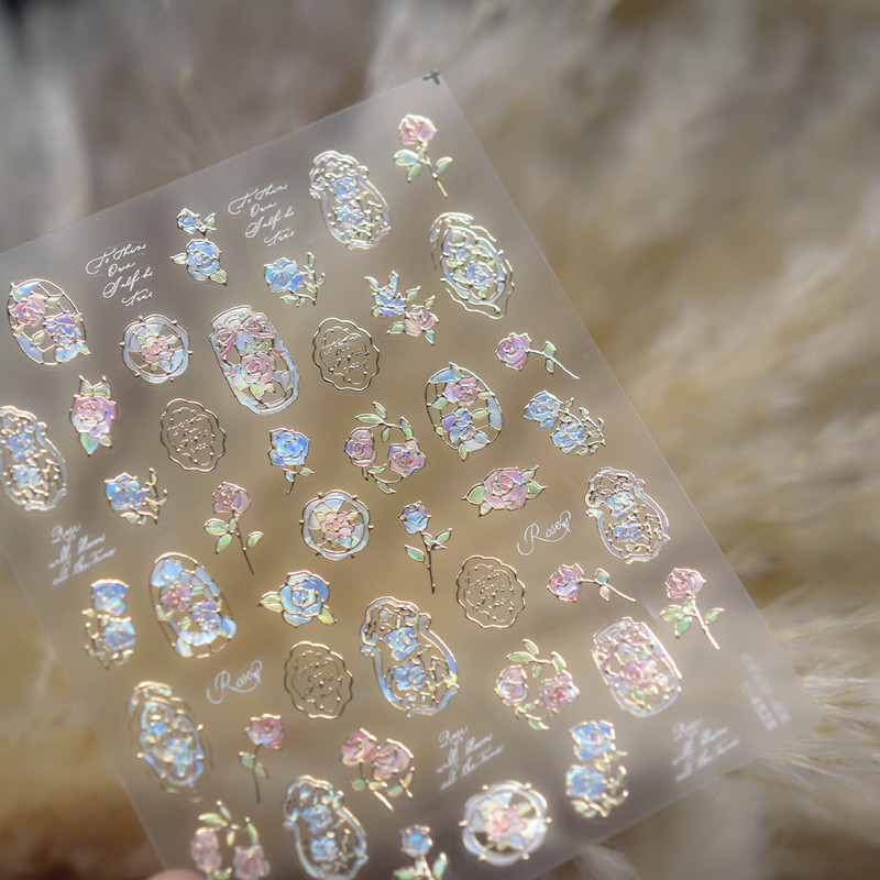 Tomoni Shell Light Manicure Stickers, Elegant and Artistic Style Nail Stickers, Dreamy Flower Window Full Stickers, Versatile for Daily Use