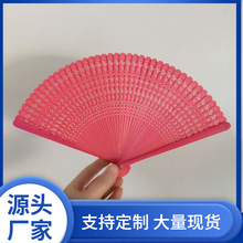 纯色蜻蜓竹制扇女扇中国风雕刻镂空折扇便携女式古风舞蹈纯手工