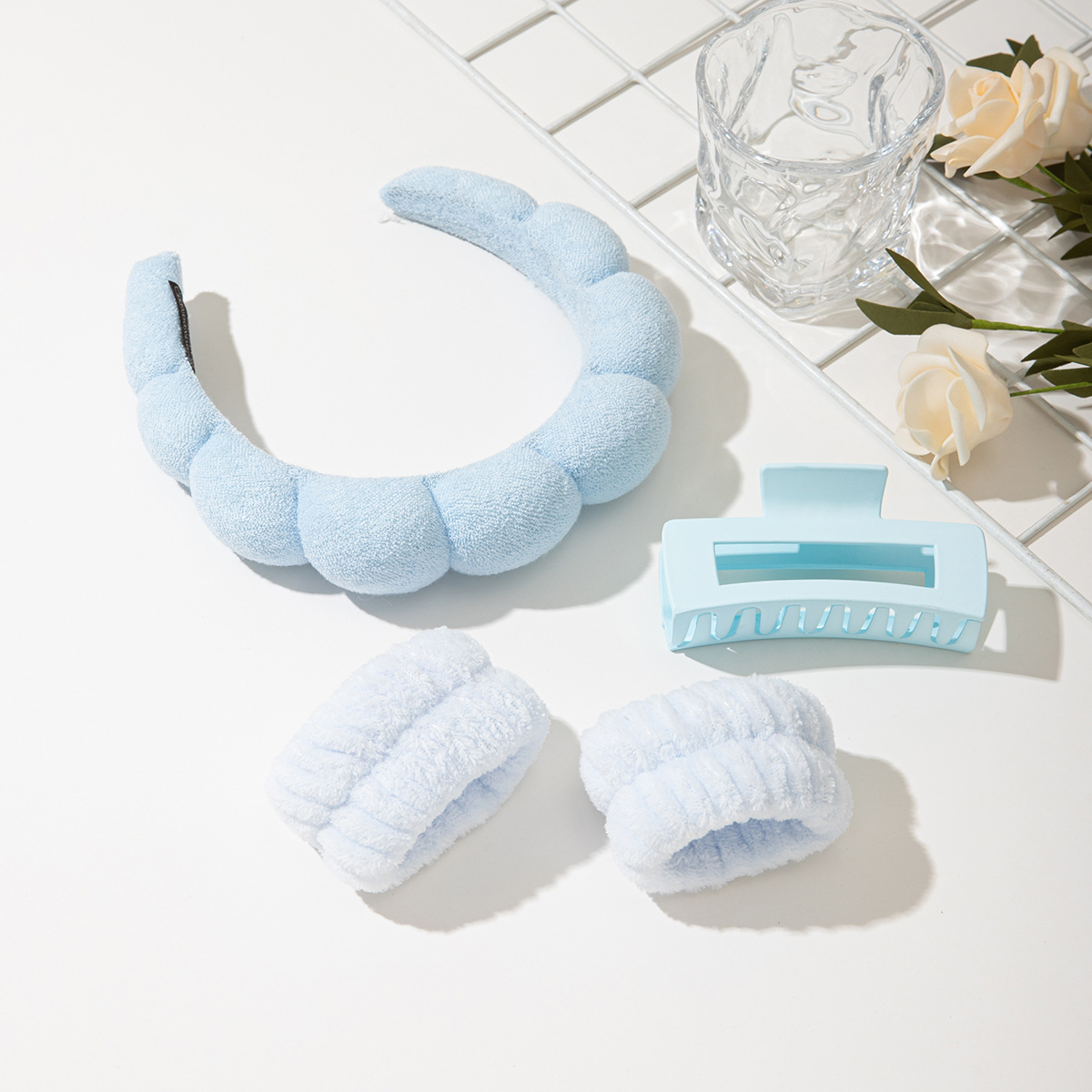 Nube transfronteriza cabello abrazadera de agarre conjunto de huevos multicolores flores de agarre abrazadera de gran tamaño correa de muñeca impermeable al por mayor