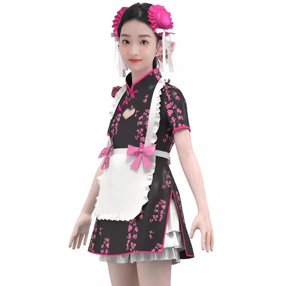嘉美中华娘旗袍cos服中国风改良旗袍新中式女仆装裙子cosplay套装