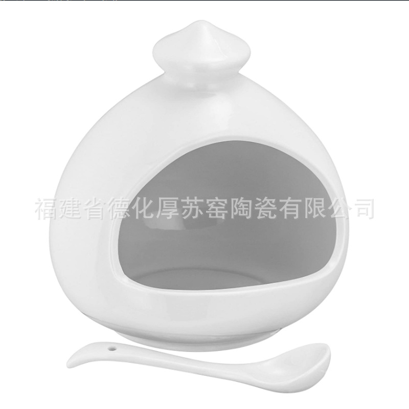 Salt Pig, with Spoon, Porcelai