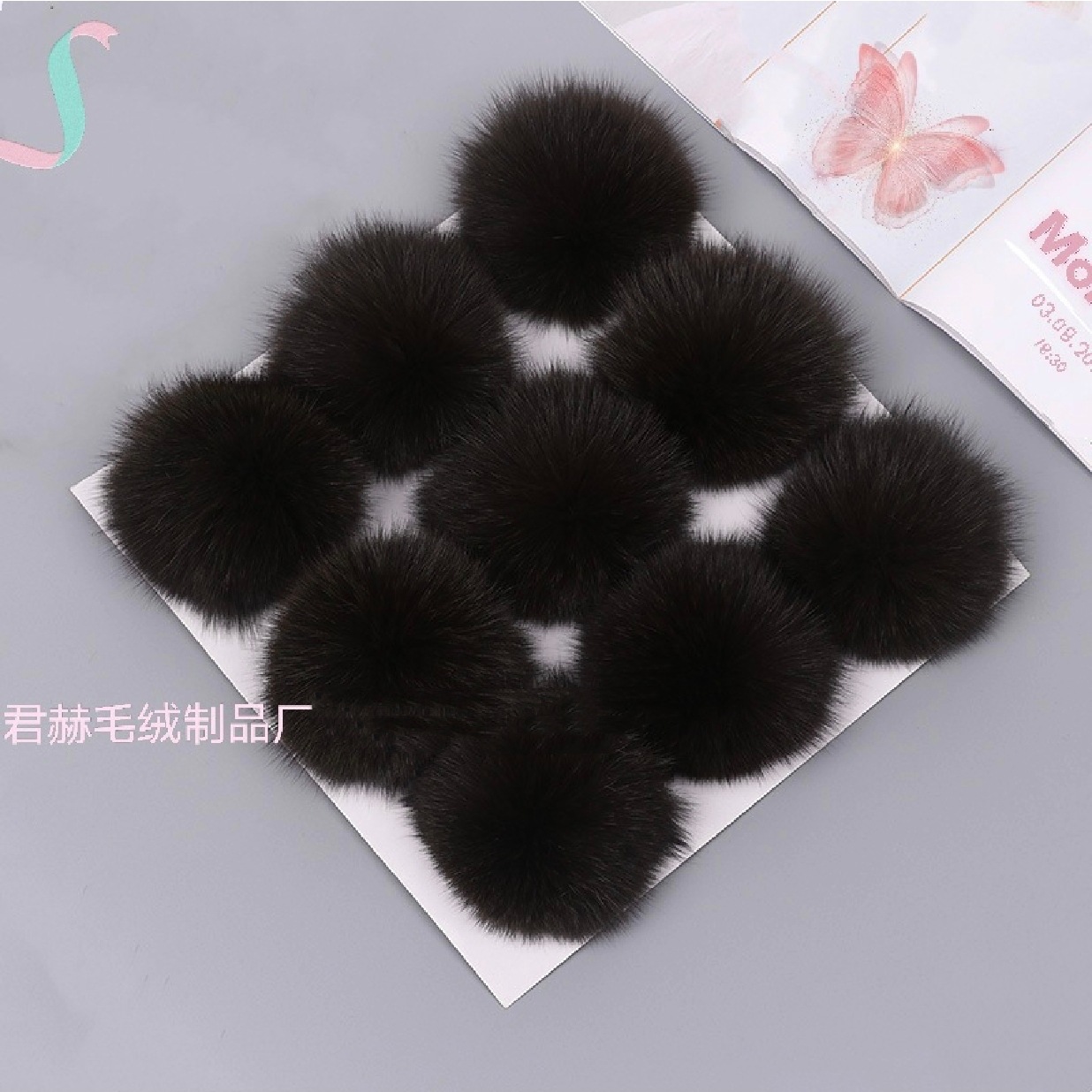 En stock 8-9cm de piel de zorro real Bola de piel accesorios de Ropa Accesorios de bricolaje bola de peluche colgante de la joyería