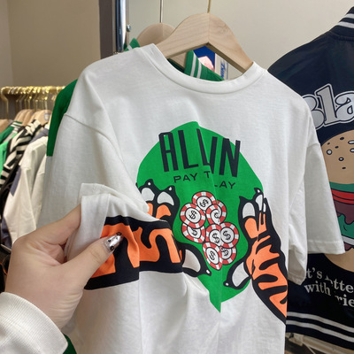 Lecher 2022 Spring and summer Western style With children men and women Children Cartoon Buyer Star models Short sleeved
