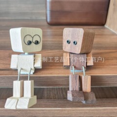 跨境新品 抖腿小木人实木车载摆件摇腿机器人甩腿木头人玩偶 装饰