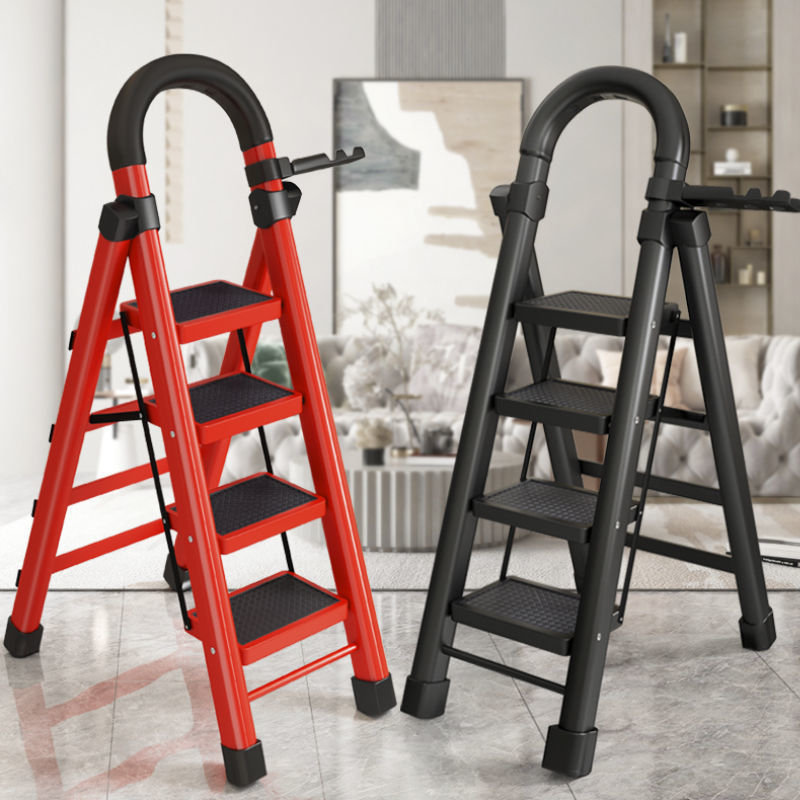 Folding Ladder, Thickened Carbon Steel A-Frame Ladder, Four-Step Ladder, Five-Step Mobile Staircase, Multifunctional Indoor Dual-Use