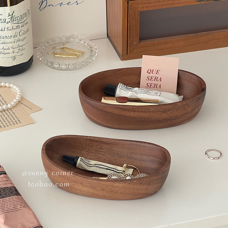 Ins Retro Walnut Wood Desktop Wooden Storage Box Jewelry Tray Entryway Key Organizer Storage Tray Ins Retro Walnut Wood Desktop Wooden Storage Box Jewelry Tray Entryway Key Organizer Storage Tray