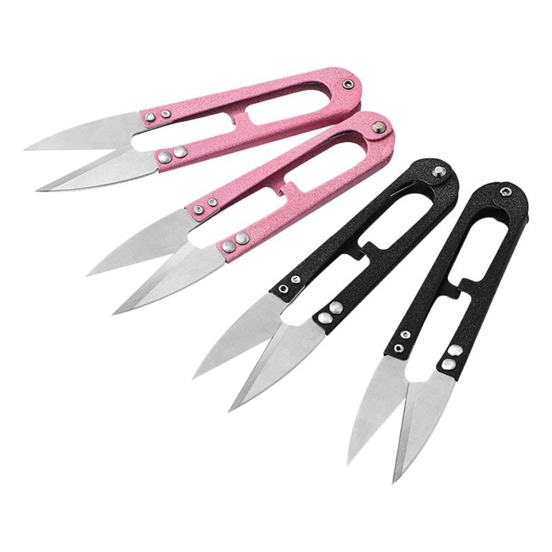 Spring Yarn Scissors for Cutting Thread Ends, U-Shaped Wholesale Sewing and Tailoring Scissors for Clothing, Pink Small Scissors