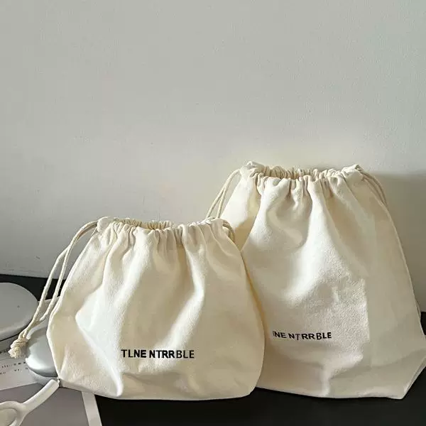 Solid Color Inner Lining Fabric Bag Drawstring Pouch Storage Bag Women's Canvas Bag Drawstring Makeup Bag Canvas Inner Lining