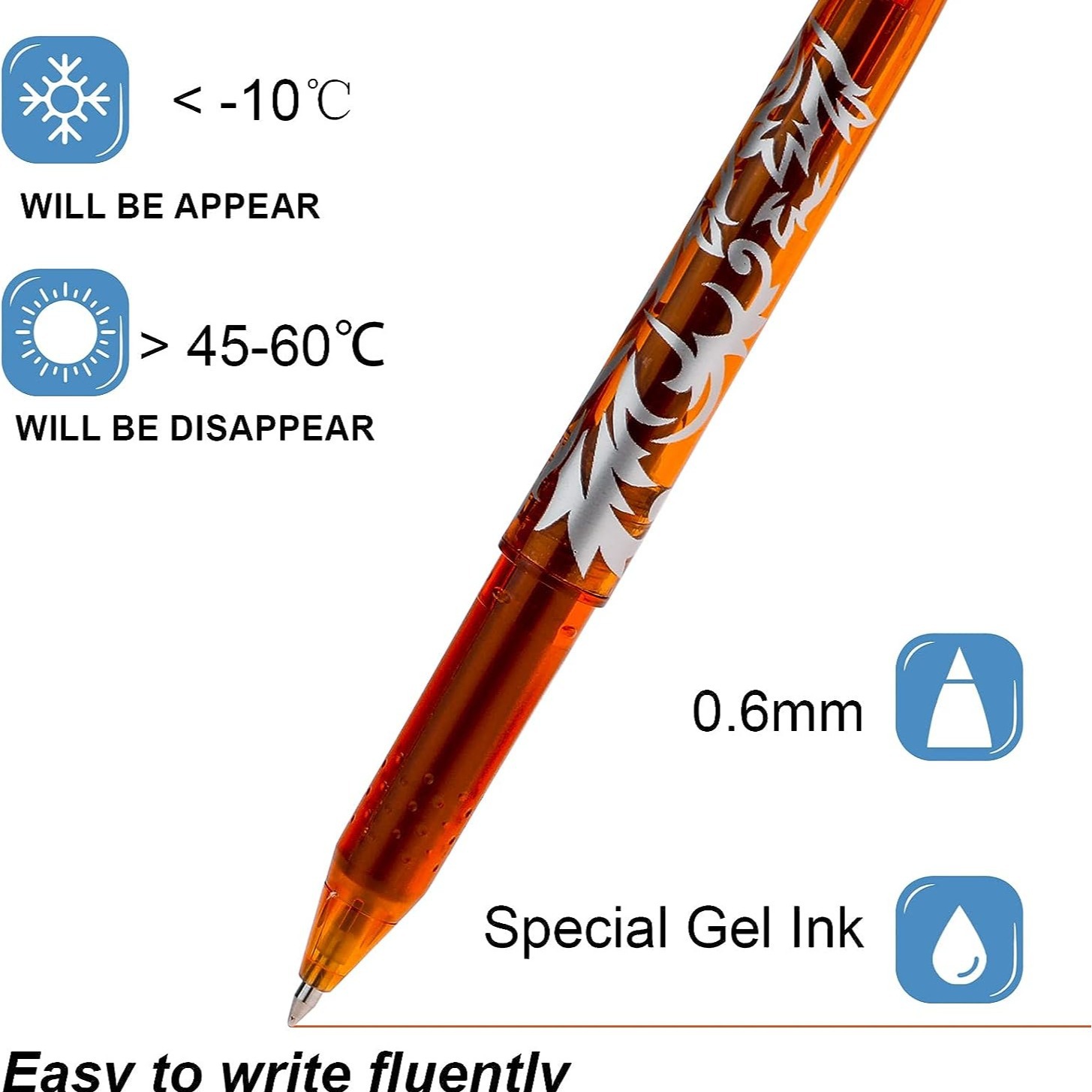 Pluma de gel borrable pluma de tinta mágica fricción molienda calor fácil térmica borrable Negro Azul cristal azul