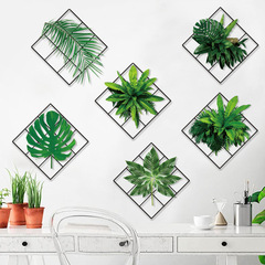 Green Leaf Plant Art Wall Sticker Background Plant Wall Decor Sticker Bedroom Living Room Decor Wallpaper Arrangement Sticker