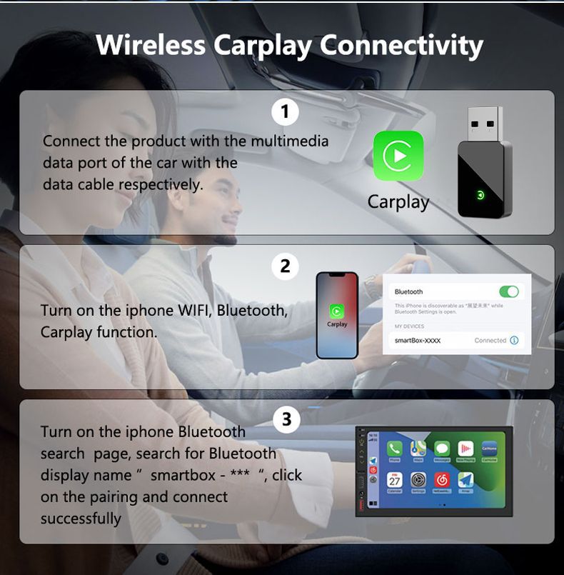 2-in-1 New Wireless Carplay Box, Converts Wired to Wireless for Original Car, Apple Adapter, Android Auto Car Device