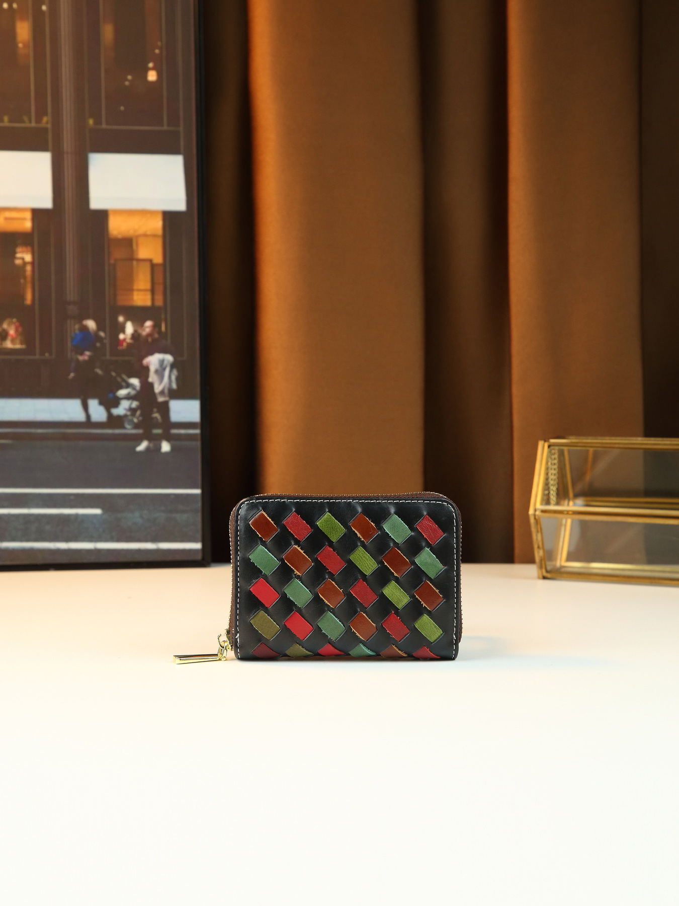 Damen Geldbörse Aus Echtem Leder Geflochten Im Retro Design_voghion.com
