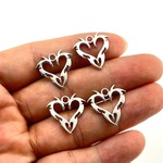 欧美热销合金diy配饰复古翅膀镂空爱心吊坠项链耳环饰品配件批发