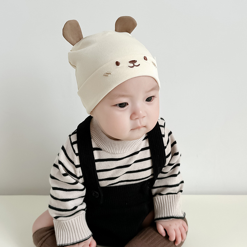 Bebés pequeños bonitos osos orejas sombreros recién nacidos 0 - 6 meses bebés varones otoño gorras delgadas para oídos de bebé