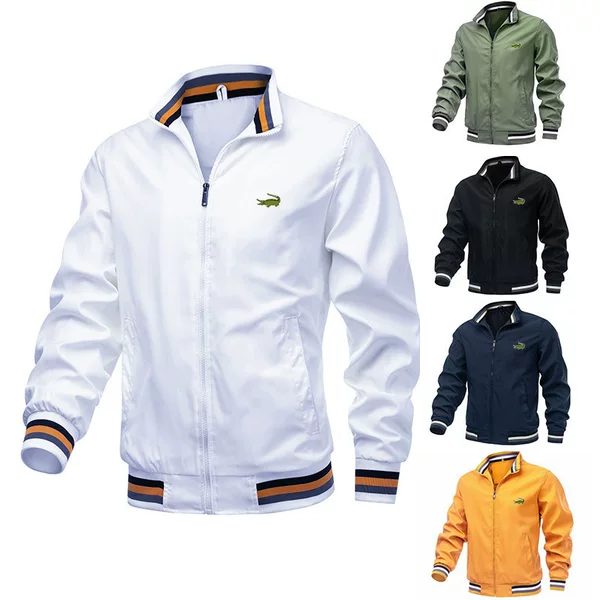 New Cross-Border Foreign Trade Casual Jacket Men's Amazon Manufacturer Ready-Made Spring and Autumn Sports Solid Color Men's Jacket