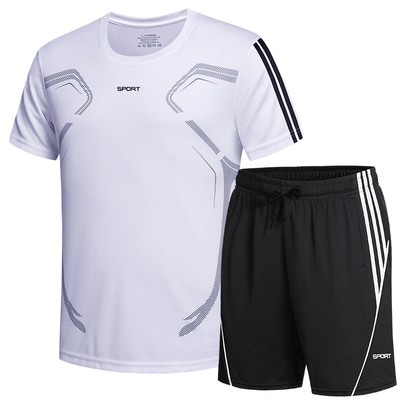 Traje deportivo para hombre 2024 verano nuevo estilo pantalones cortos de manga corta de secado rápido correr fitness traje de ocio fábrica al por mayor