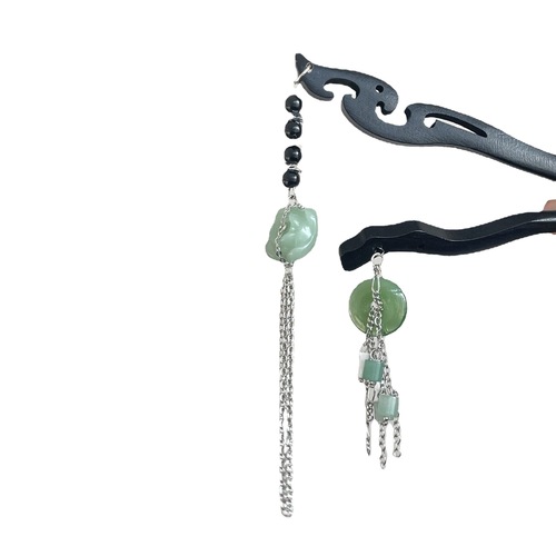 New Chinese style sandalwood tassel hairpin for women summer antique cheongsam hairpin plate hairpin rocking niche wooden peachwood hairpin