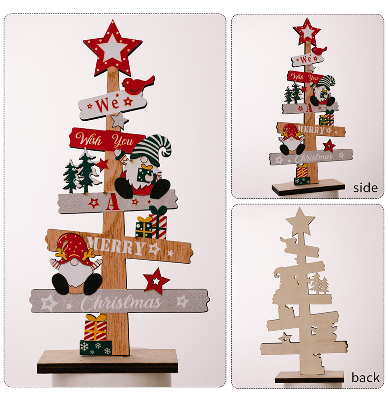 Christmas Cartoon Style Cute Christmas Tree Letter Snowman Wood Indoor Party Festival Ornaments display picture 2