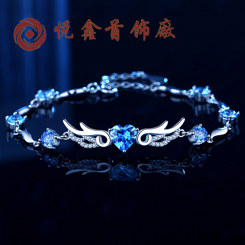 s925 sterling silver angel wings bracelet female Japanese and Korean students Mori online Red fashion bracelet jewelry factory direct sales s925 sterling silver angel wings bracelet female Japanese and Korean students Mori online Red fashion bracelet jewelry factory direct sales