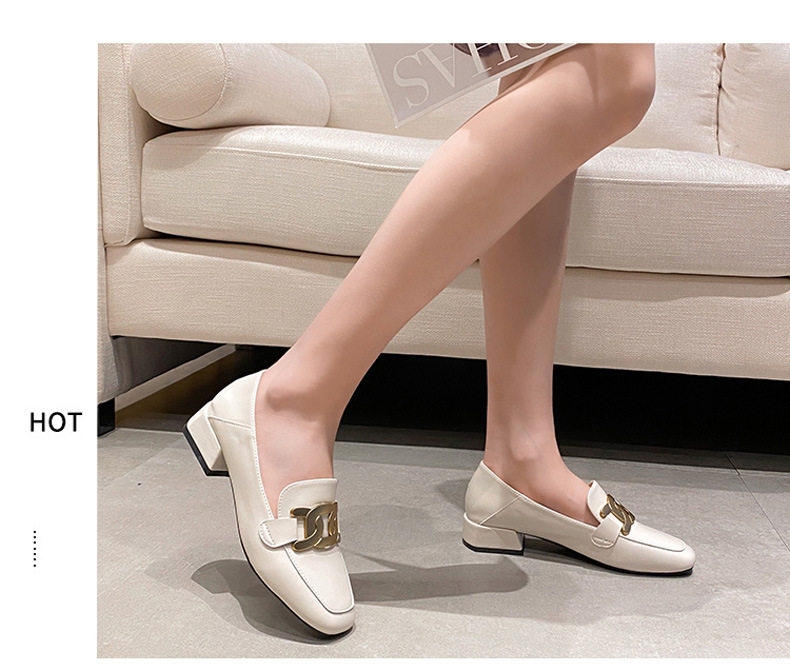 Giày lười nữ mũi vuông khóa kim loại gót thấp 1-3 cm — Màu mơ, Màu đen chi tiết 21