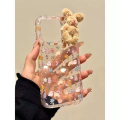 かわいい画面いっぱいの砕花立体ぬいぐるみウサギはiphone16 promaxリンゴ15携帯ケース14女13を適用している