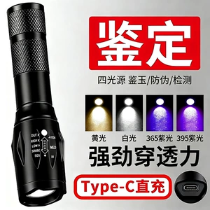 Jade Identification Flashlight with Strong Light for Viewing Jewelry and Jade, Specialized for Professional Identification and Testing of Artifacts, Blue Light and Purple Light Lamp
