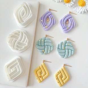 Geometric Soft Clay Earrings Clay Mold DIY Jewelry Pendant Modeling Cutting Mold Set Handmade Baking