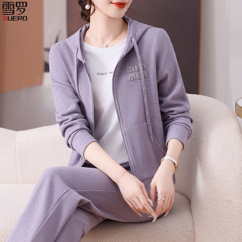Young Mother Spring Clothes Cardigan Sweater Jacket Small Casual Sportswear suit Women's Spring and Autumn Jacket Two-piece Set