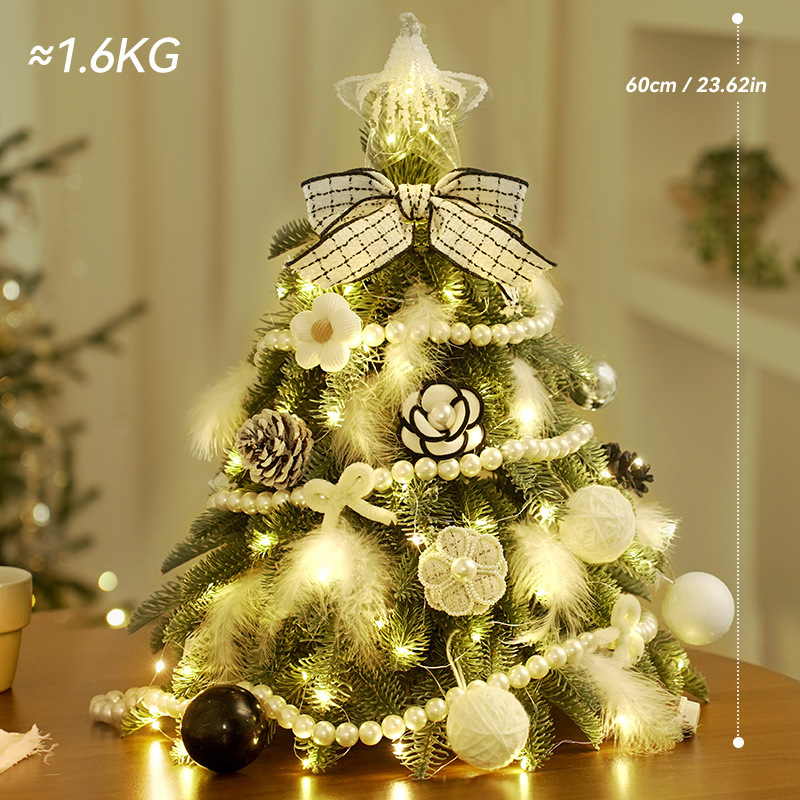 Paquete de mini árbol de Navidad transfronterizo con iluminación de simulación de cifrado de árbol de Navidad luminoso blanco decoración de mesa