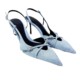 2024 Spring/Summer New Denim Shallow Mouth Tie Hollow Headband Sexy Thin High Heels Fashion Sandals Muller Shoes