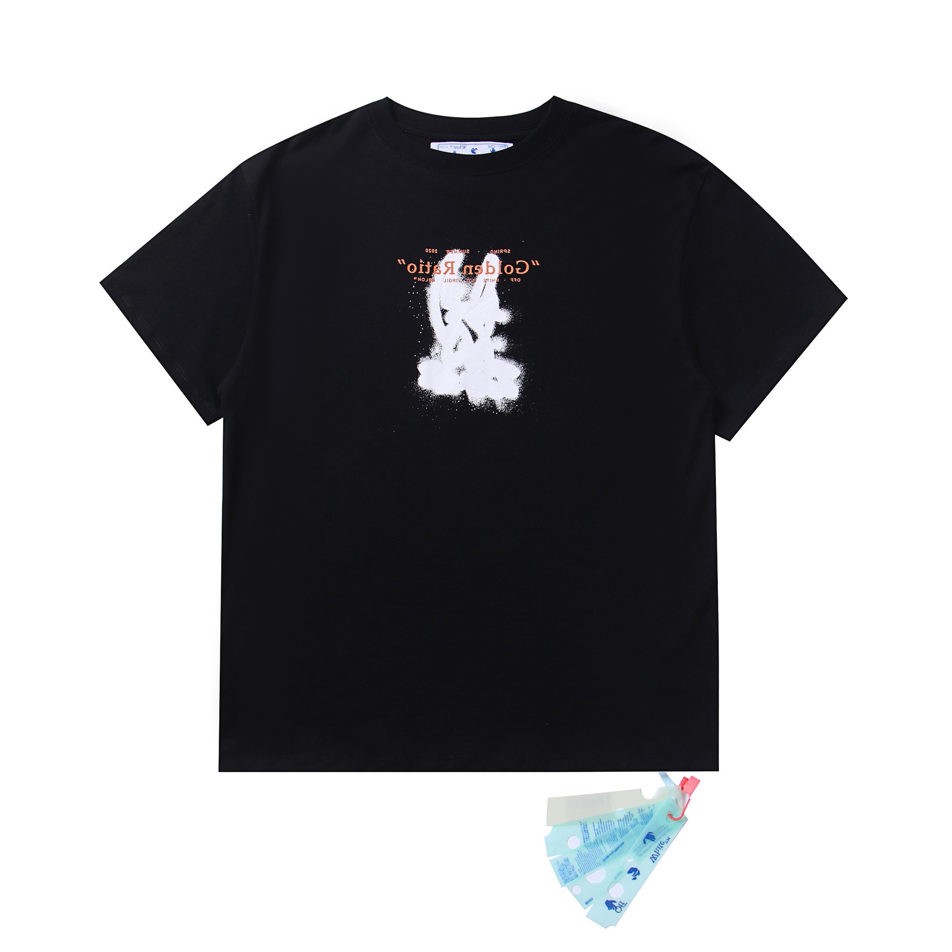 批夏新款 OW 喷墨涂鸦箭头图案圆领套头短袖男款一件批发