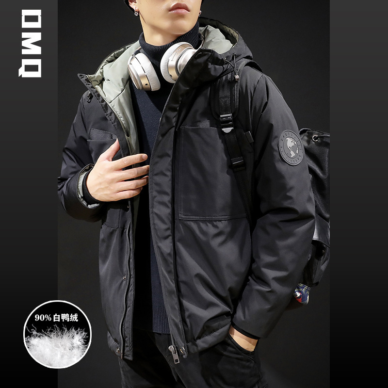 90% 흰 오리 다운 플러스 사이즈 겨울 후드 툴링 다운 재킷 남자의 짧은 유행 브랜드 플러스 비료 플러스 겨울 두꺼운 재킷