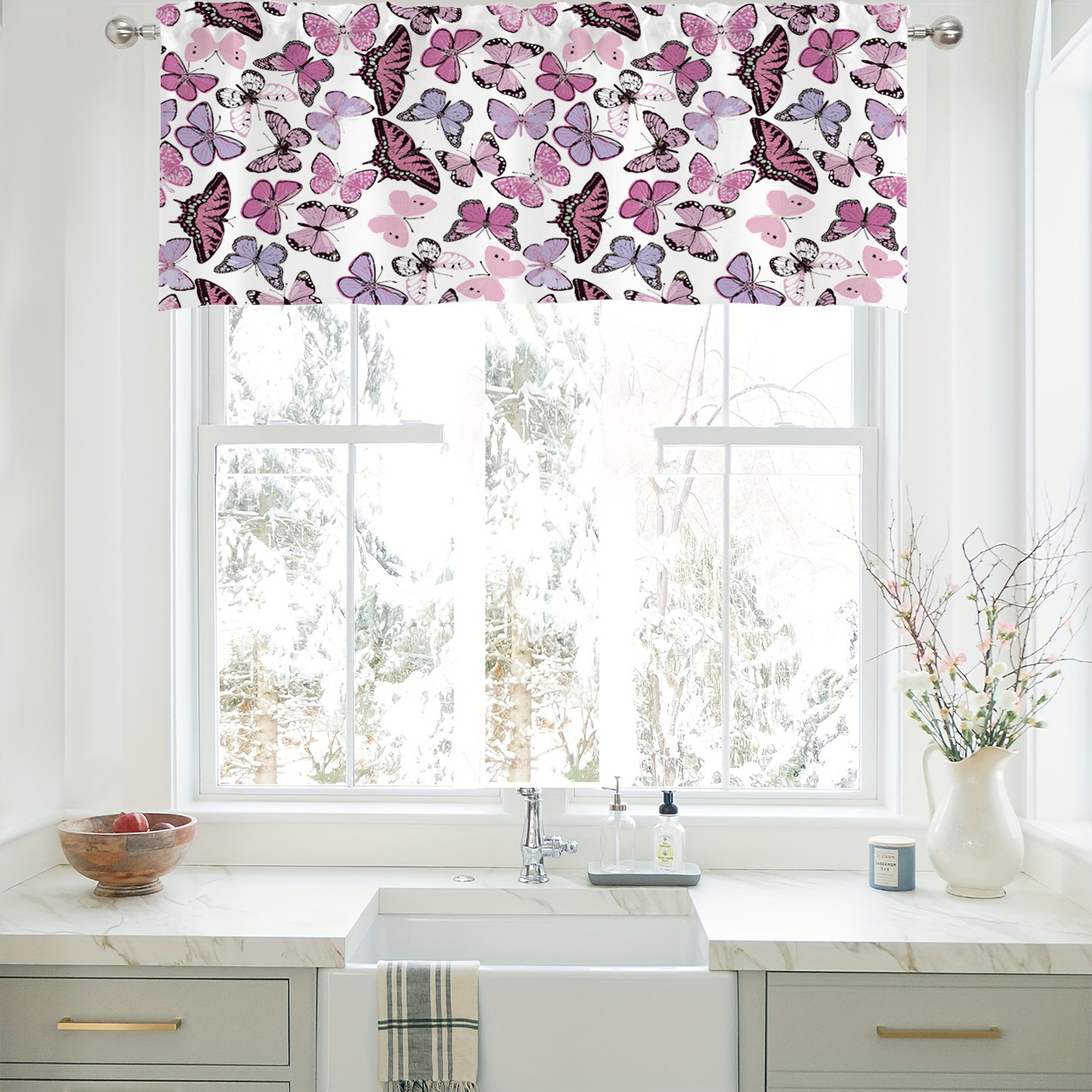 Modern Minimalist Butterfly Pattern Curtains For Kitchen Living Room_voghion.com